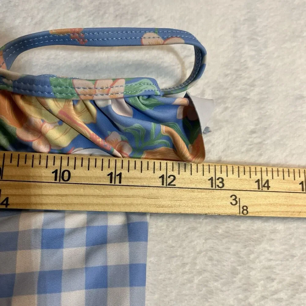 Tommy Bahama‎ Bathing Suit Girls Size 7 One Piece Floral Plaid Ruffles Swim Suit